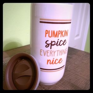 Pumpkin Spice Ceramic Thermal Coffee Mug w Lid